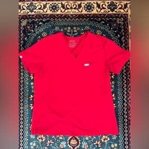 FIGS Vivid Red Technical Collection Top